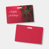 Weihnachtskranz mit roten Beeren Ausweis (Vorder- & Rückseite)