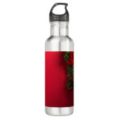Weihnachtskranz mit roten Beeren Edelstahlflasche (Vorderseite)