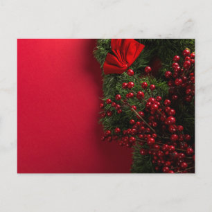 Weihnachtskranz mit roten Beeren Feiertagspostkarte