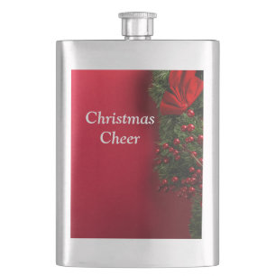Weihnachtskranz mit roten Beeren Flachmann