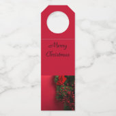 Weihnachtskranz mit roten Beeren Flaschenanhänger (Vorderseite)