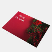 Weihnachtskranz mit roten Beeren Fußmatte (Schrägansicht)