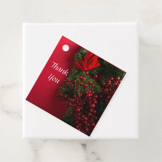 Weihnachtskranz mit roten Beeren Geschenkanhänger (Beispiel)