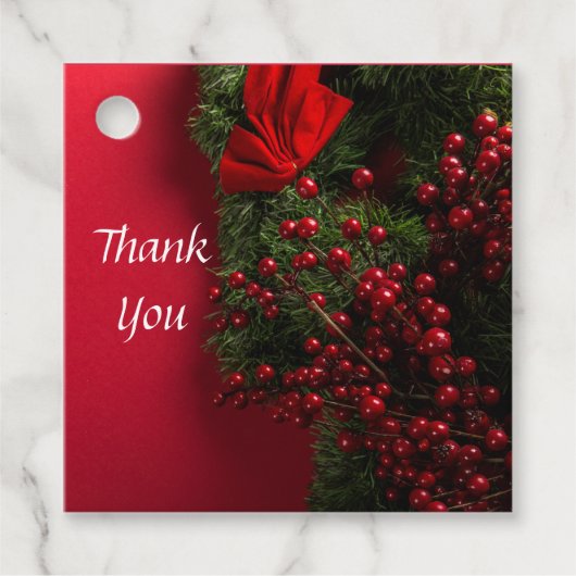 Weihnachtskranz mit roten Beeren Geschenkanhänger (Vorderseite)