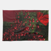 Weihnachtskranz mit roten Beeren Geschirrtuch (Horizontal)