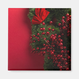 Weihnachtskranz mit roten Beeren Magnet