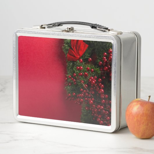 Weihnachtskranz mit roten Beeren Metall Brotdose (Beispiel)