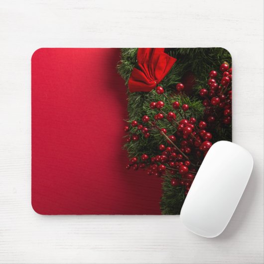 Weihnachtskranz mit roten Beeren Mousepad (Mit Mouse)