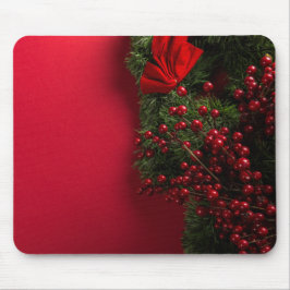 Weihnachtskranz mit roten Beeren Mousepad