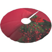 Weihnachtskranz mit roten Beeren Polyester Weihnachtsbaumdecke (Schrägansicht)