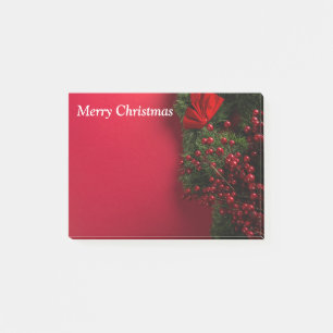 Weihnachtskranz mit roten Beeren Post-it Klebezettel