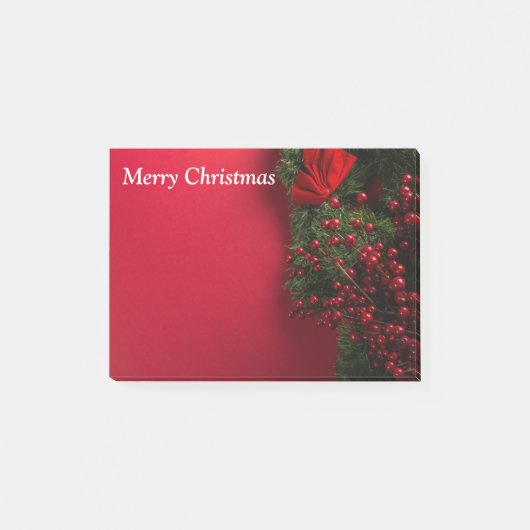 Weihnachtskranz mit roten Beeren Post-it Klebezettel (Vorderseite)