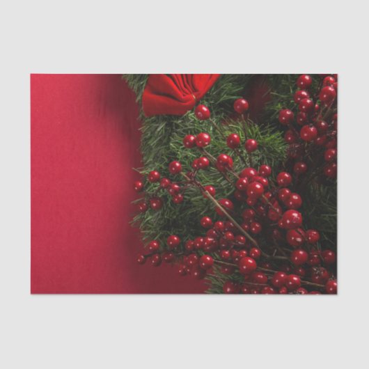 Weihnachtskranz mit roten Beeren Seidenpapier (Vorderseite)