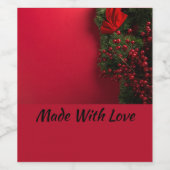 Weihnachtskranz mit roten Beeren Weinetikett (Einzelnes Label)