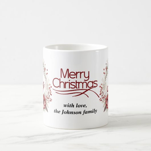 Weihnachtskranz mit roten Blume und Beeren Freude Kaffeetasse (Mittel)