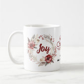 Weihnachtskranz mit roten Blume und Beeren Freude Kaffeetasse (Links)