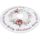 Weihnachtskranz mit roten Blume und Beeren Polyester Weihnachtsbaumdecke (Schrägansicht)