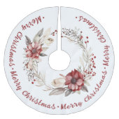 Weihnachtskranz mit roten Blume und Beeren Polyester Weihnachtsbaumdecke (Vorderseite)