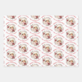 Weihnachtskranz mit roten Blume und Foto Geschenkpapier Set (Vorderseite 3)