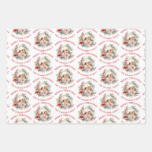 Weihnachtskranz mit roten Blume und Foto Geschenkpapier Set (Vorderseite 3)