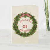 Weihnachtskranz mit roten Lichtern Karte (Vorderseite)