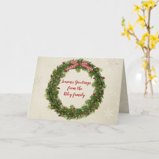 Weihnachtskranz mit roten Lichtern und Bugs Karte (Gelbe Blume)