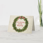 Weihnachtskranz mit roten Lichtern und Bugs Karte (Vorderseite)