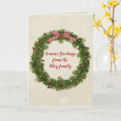 Weihnachtskranz mit roten Lichtern und Bugs Karte (Gelbe Blume)