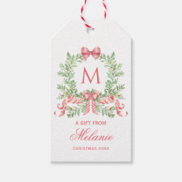 Weihnachtskranz mit Schleife | Monogramm Geschenkanhänger