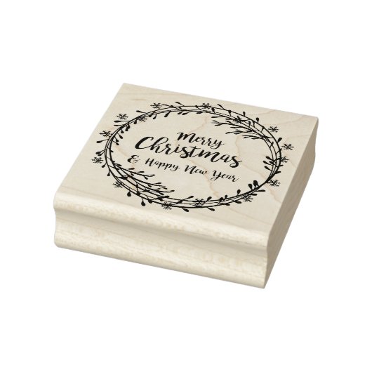 Weihnachtskranz mit Schneeflocken Gummistempel (Stempel)