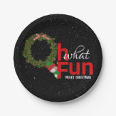 Weihnachtskranz mit Schneemann Pappteller (Vorderseite)