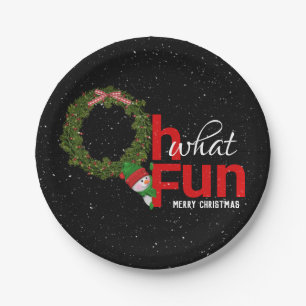 Weihnachtskranz mit Schneemann Pappteller