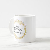 Weihnachtskranz mit Silberschneeflocken im Glitzer Kaffeetasse (Vorderseite Links)