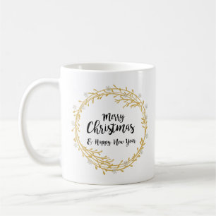 Weihnachtskranz mit Silberschneeflocken im Glitzer Kaffeetasse