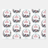 Weihnachtskranz mit Vögeln Geschenkpapier Set (Vorderseite 3)