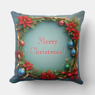 Weihnachtskranz mit Weihnachtssternen Kissen