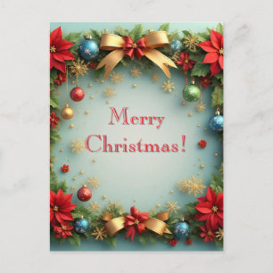 Weihnachtskranz mit Weihnachtssternen Postkarte