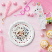 Weihnachtskranz mit weißem Blume Foto Pappteller (Party)