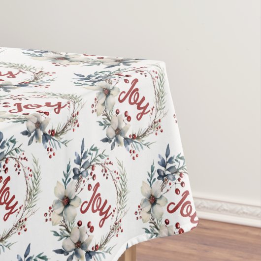 Weihnachtskranz mit weißen Blume, roten Beeren Tischdecke (Beispiel)