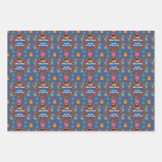 Weihnachtskranz mit Zierglocken Geschenkpapier Set (Vorderseite 2)