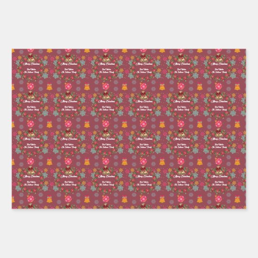 Weihnachtskranz mit Zierglocken Geschenkpapier Set (Vorderseite 3)