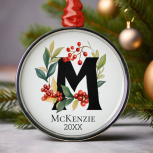 Weihnachtskranz Monogramm Anfangsbuchstabe M Ornament Aus Metall