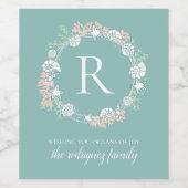 Weihnachtskranz-Monogramm der Muschel an der Küste Weinetikett (Einzelnes Label)