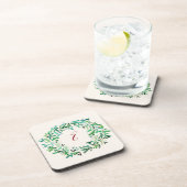 WeihnachtsKranz-Monogramm Getränkeuntersetzer (Rechte Seite)