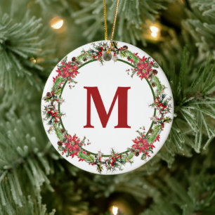 Weihnachtskranz-Monogramm Keramik Ornament