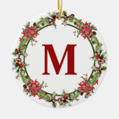 Weihnachtskranz-Monogramm Keramik Ornament (Vorne)