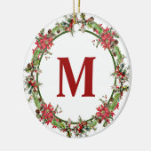 Weihnachtskranz-Monogramm Keramik Ornament (Links)