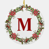 Weihnachtskranz-Monogramm Keramik Ornament (Hinten)