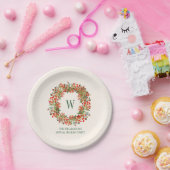 Weihnachtskranz-Monogramm-Name-Feiertagsfeier Pappteller (Party)