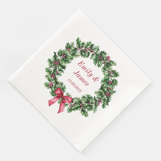 Weihnachtskranz Napkin Personalisiert Serviette (Ecke)